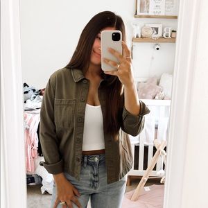 Army Green Cropped Jacket